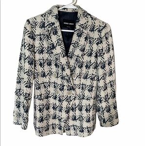 GIORGIO ARMANI Classic Light Gray & Navy Plaid Jacket Size Small
